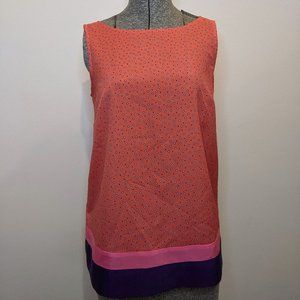 LOFT Sleeveless Coral Color Block and Circles Top